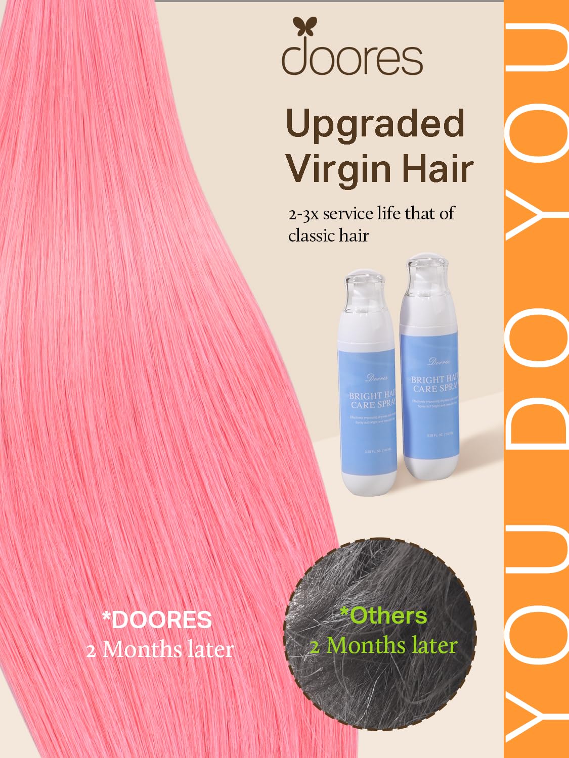 Close-up of DOORES Tape In Hair Extensions showing texture