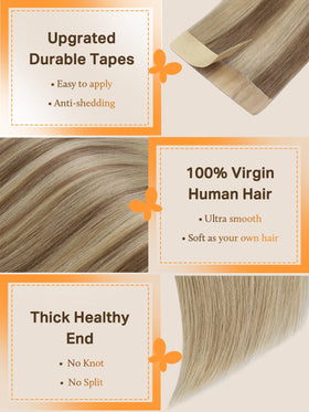 Close-up of DOORES Tape in Hair Extensions showing texture