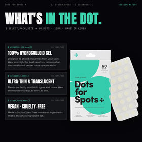 Close-up of Dots for Spots Pimple Patch on skin