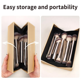 Close-up of double-ended kabuki brushes from MAANGE set