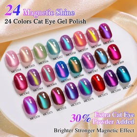 Close-up of Double Rhythm Cat Eye Gel Nail Polish bottles