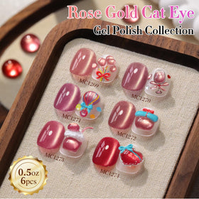 Close-up of Double Rhythm Gel Nail Polish bottle showcasing the golden rose pink colour
