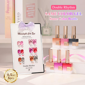Close-up of Double Rhythm Gel Nail Polish bottle showing colour swatch
