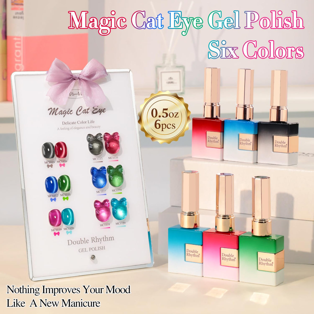 Close-up of Double Rhythm Gel Nail Polish bottle showing glitter texture