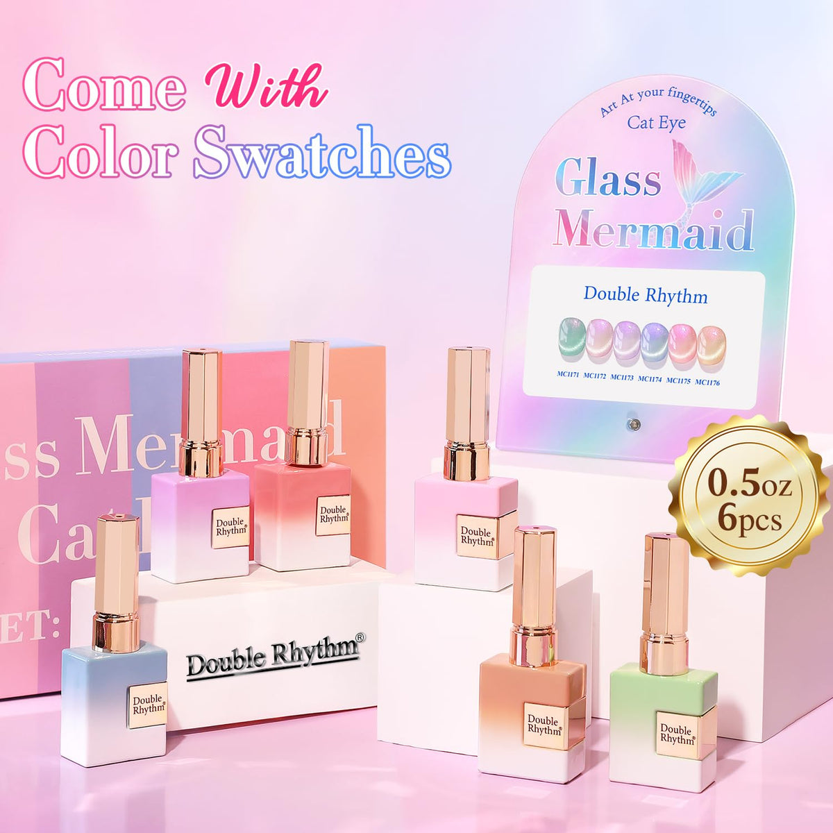 Close-up of Double Rhythm Gel Nail Polish bottle with shimmer