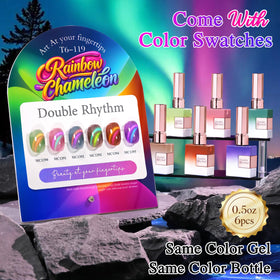 Close-up of Double Rhythm Gel Nail Polish bottle with shimmer