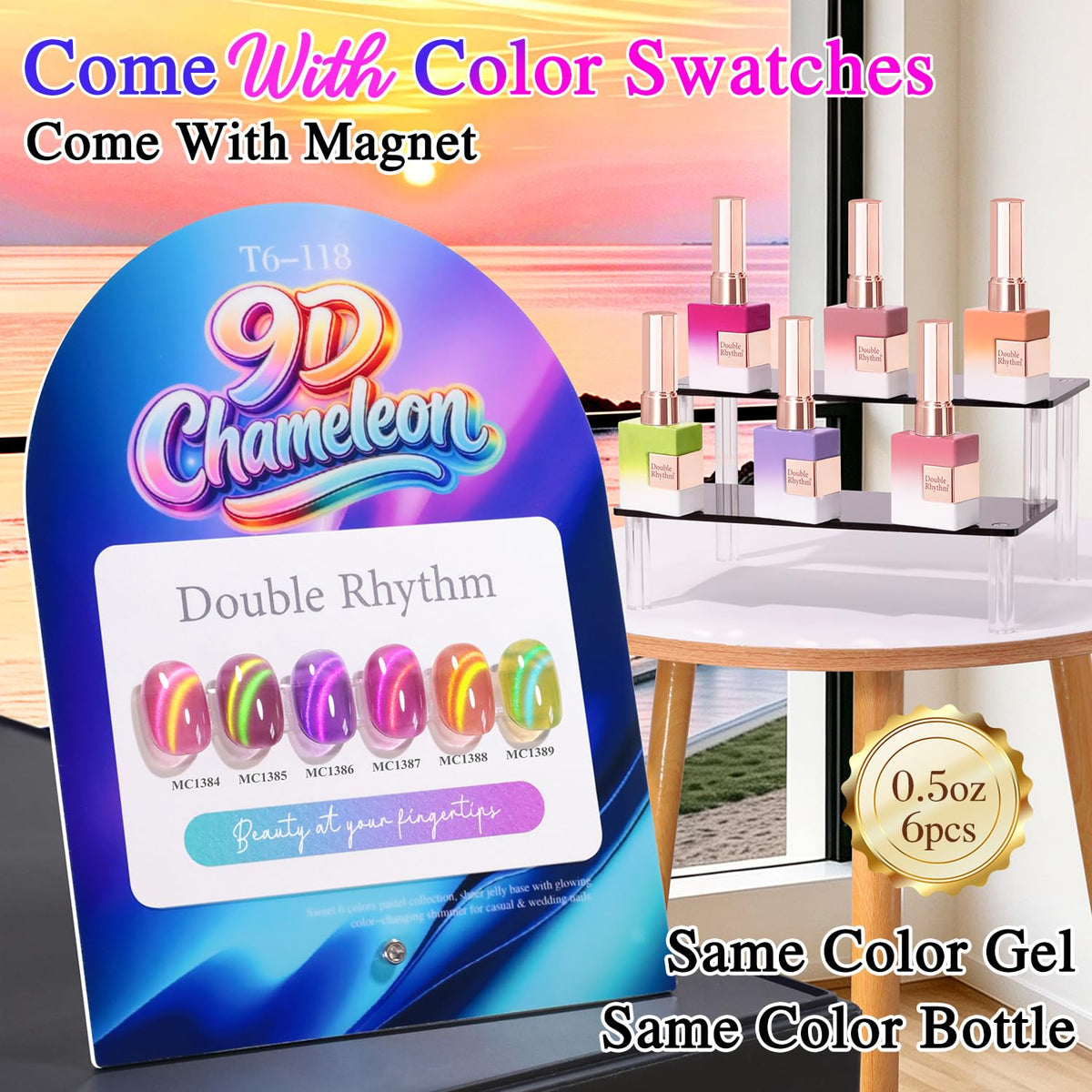 Close-up of Double Rhythm Gel Nail Polish bottle with shimmer effect