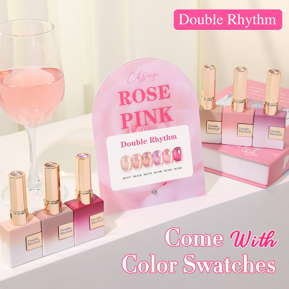 Close-up of Double Rhythm Gel Nail Polish bottles