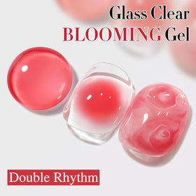 Close-up of Double Rhythm gel polish bottle with gold handle