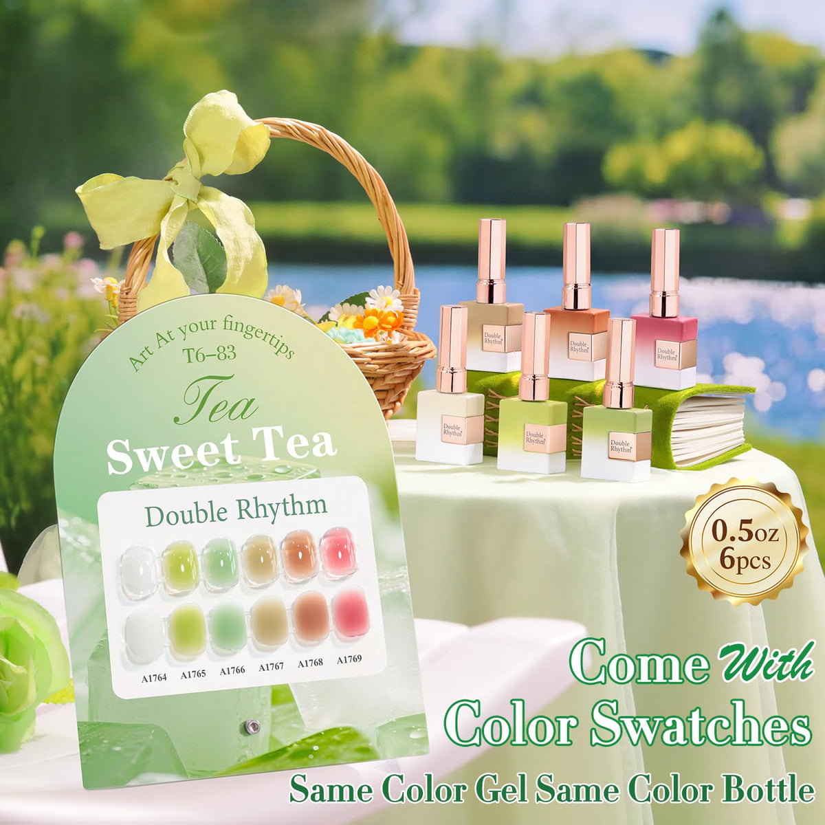Close-up of Double Rhythm Gel Polish bottle with jelly mint green