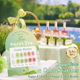 Close-up of Double Rhythm Gel Polish bottle with jelly mint green