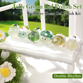Close-up of Double Rhythm Gel Polish bottle with light green colour