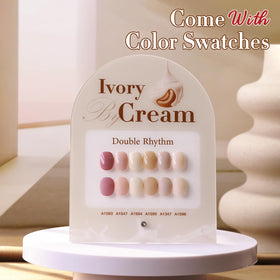 Close-up of Double Rhythm gel polish bottle with pink shade