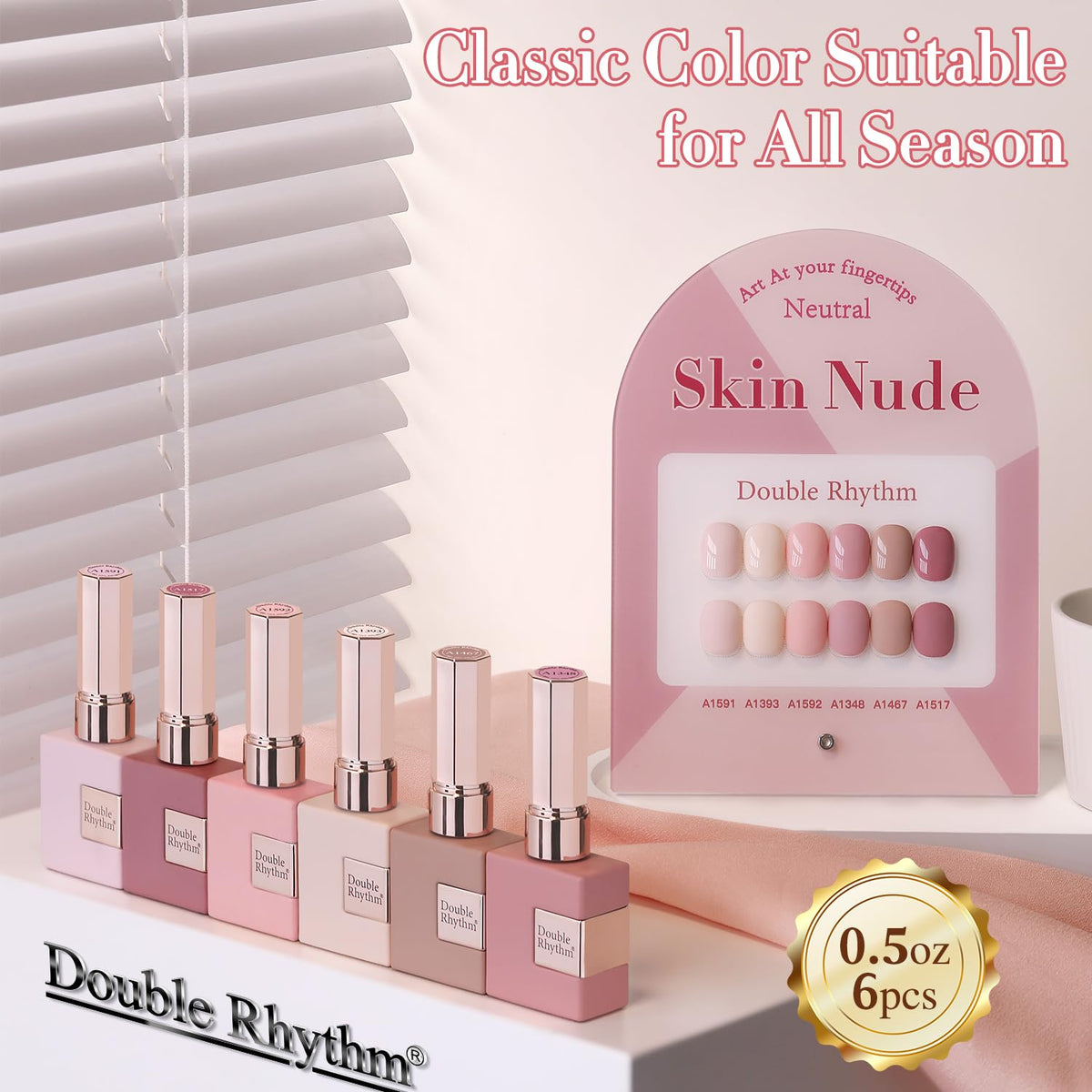 Close-up of Double Rhythm Gel Polish bottle with pink shade