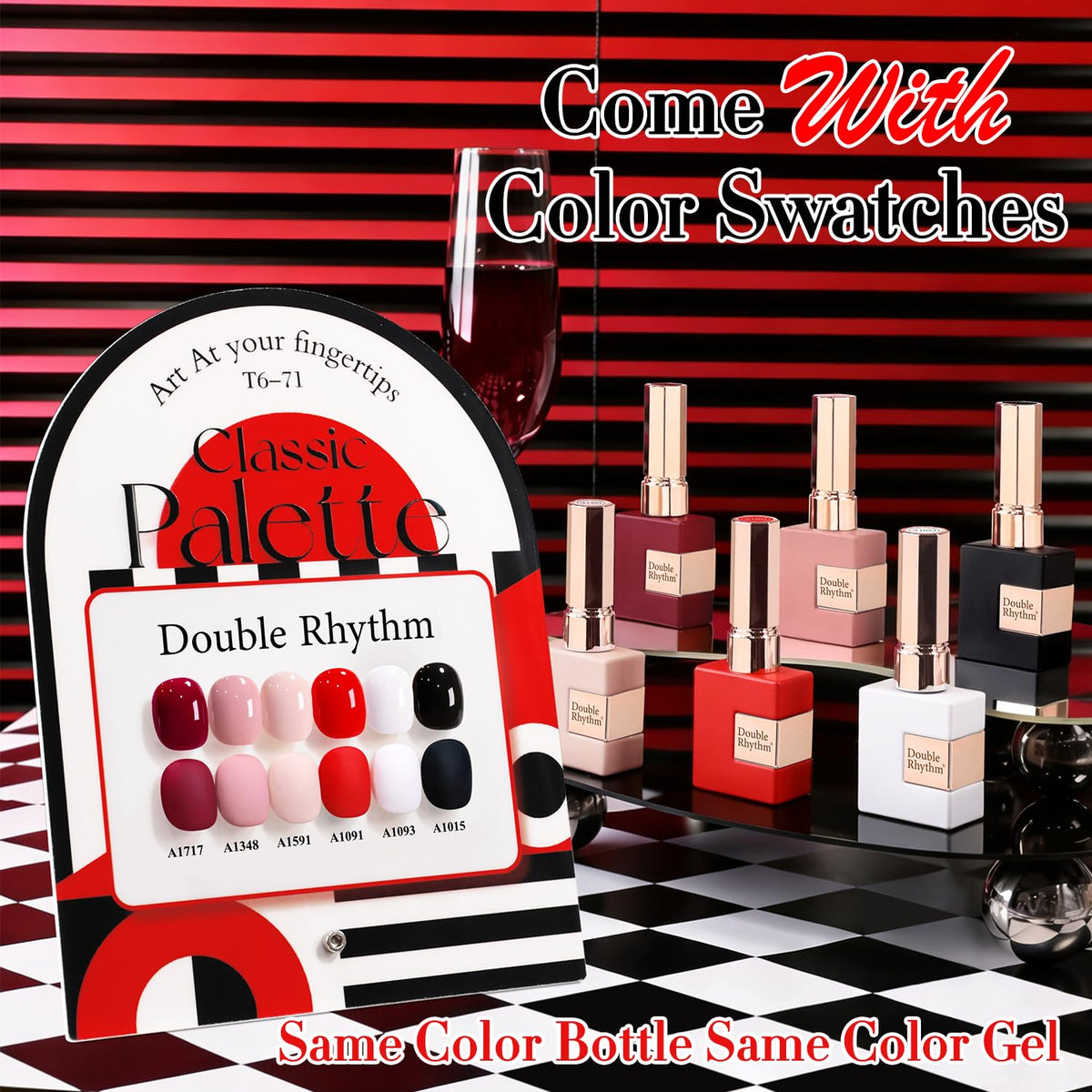 Close-up of Double Rhythm Gel Polish bottle with vibrant colour