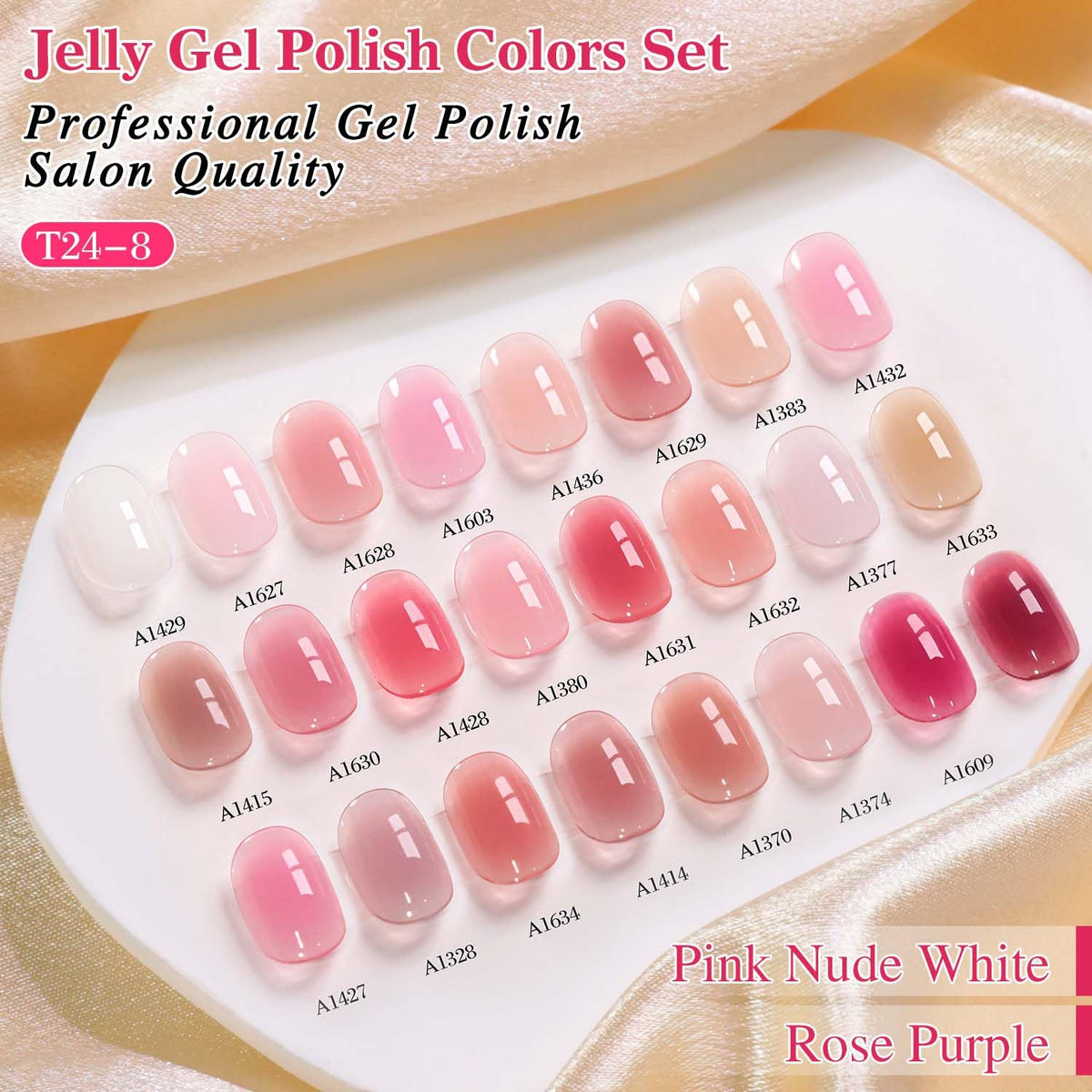 Close-up of Double Rhythm gel polish bottles showing jelly sheer colours