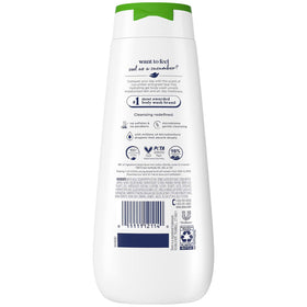 Close-up of Dove Refresh Body Wash bottle with Cucumber & Green Tea