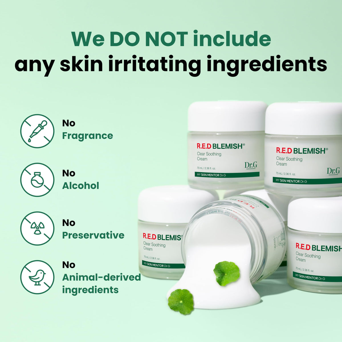 Close-up of Dr.G Red Blemish Clear Soothing Moisturizer Cream lid
