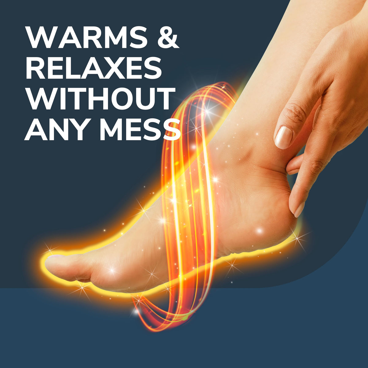 Close-up of Dr. Scholl's foot mask showing self-heating booties