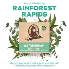 Close-up of Dr. Squatch Birchwood Breeze bar soap