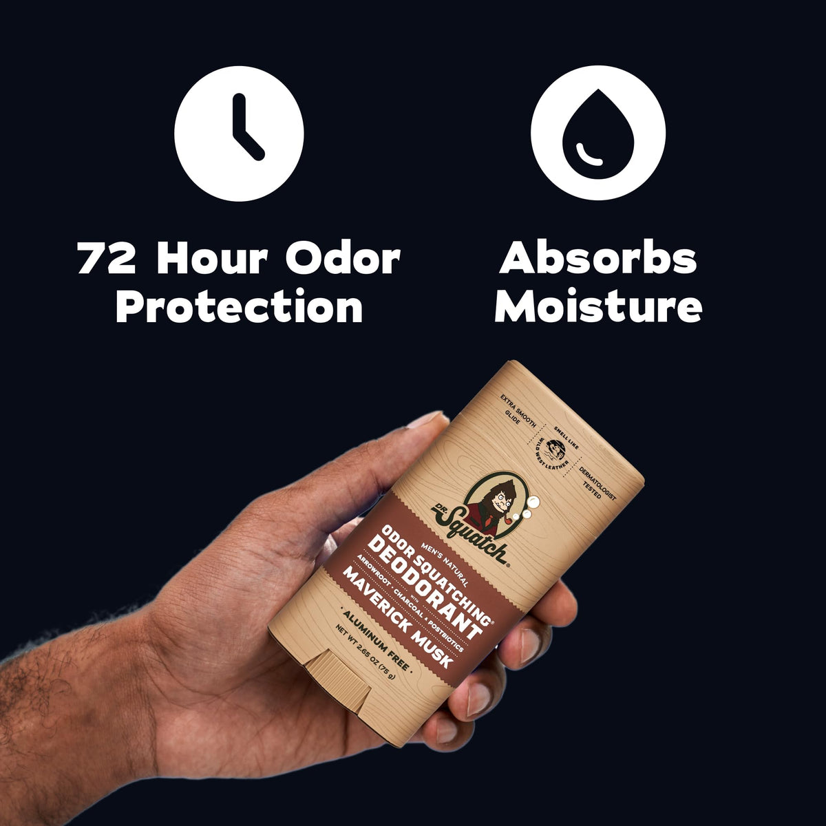 Close-up of Dr. Squatch deodorant ingredients including charcoal
