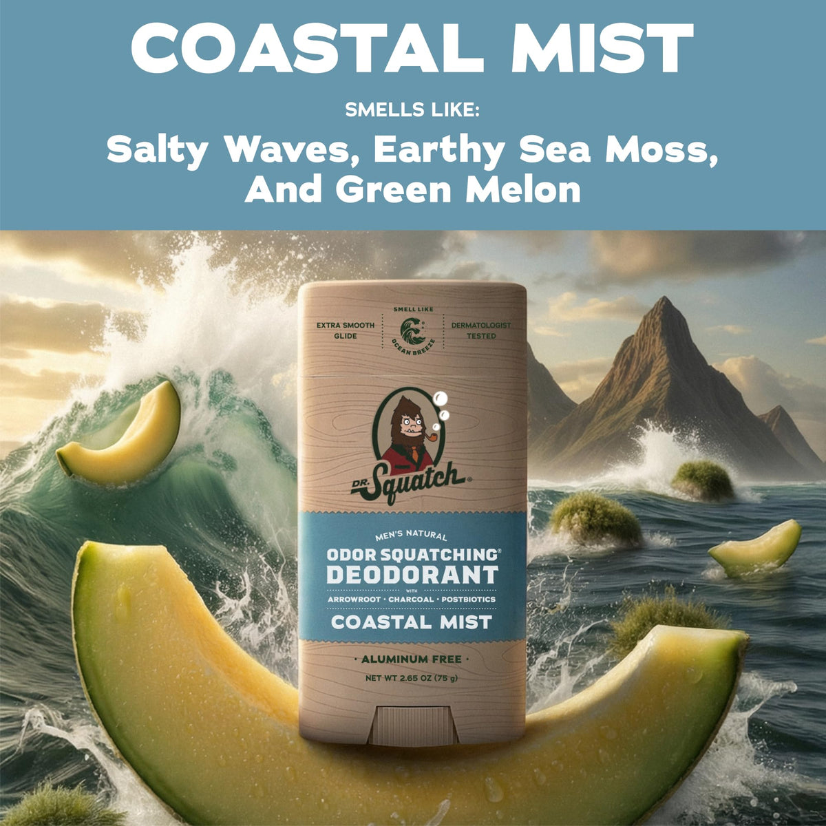 Close-up of Dr. Squatch deodorant ingredients list
