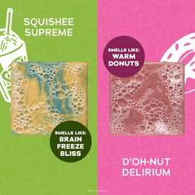 Close-up of Dr. Squatch Men's Bar Soap packaging featuring Simpsons collaboration