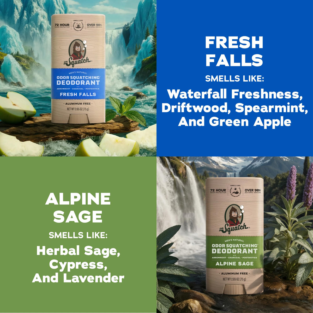 Close-up of Dr. Squatch Men's Deodorant ingredients list