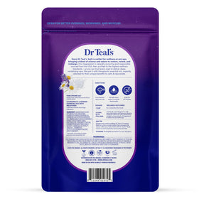 Close-up of Dr Teal's Epsom Salt packaging with lavender scent