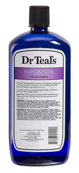 Close-up of Dr Teal's Eucalyptus and Spearmint Foaming Bath 34 fl oz bottle