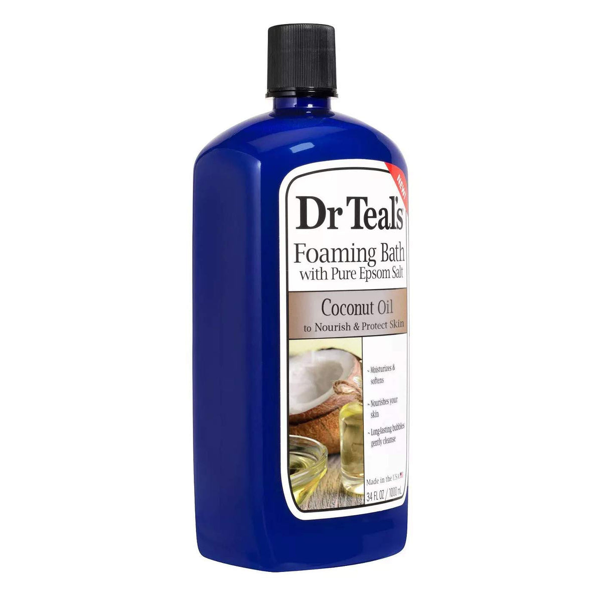 Close-up of Dr Teal's Foaming Bath ingredients and texture