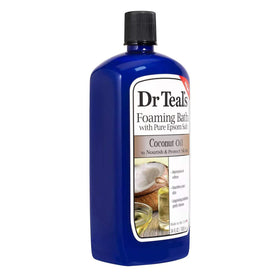 Close-up of Dr Teal's Foaming Bath ingredients and texture