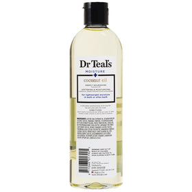 Close-up of Dr Teal's Nourishing Coconut Oil B&B Oil bottle