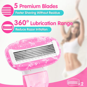 Close-up of DreamGenius Travel Razor blades showing five premium blades