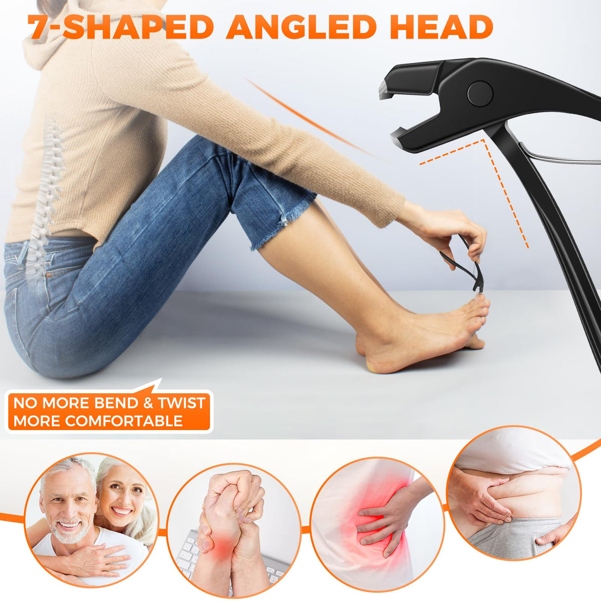 Close-up of DRMODE toenail clipper showing sharp curved blade