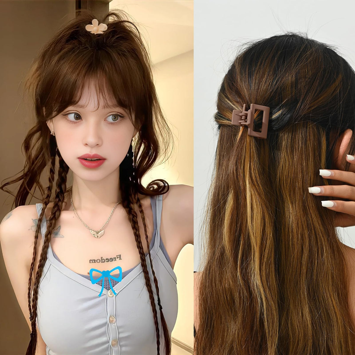 Close-up of Drnytunk hair clips showing intricate designs and colours