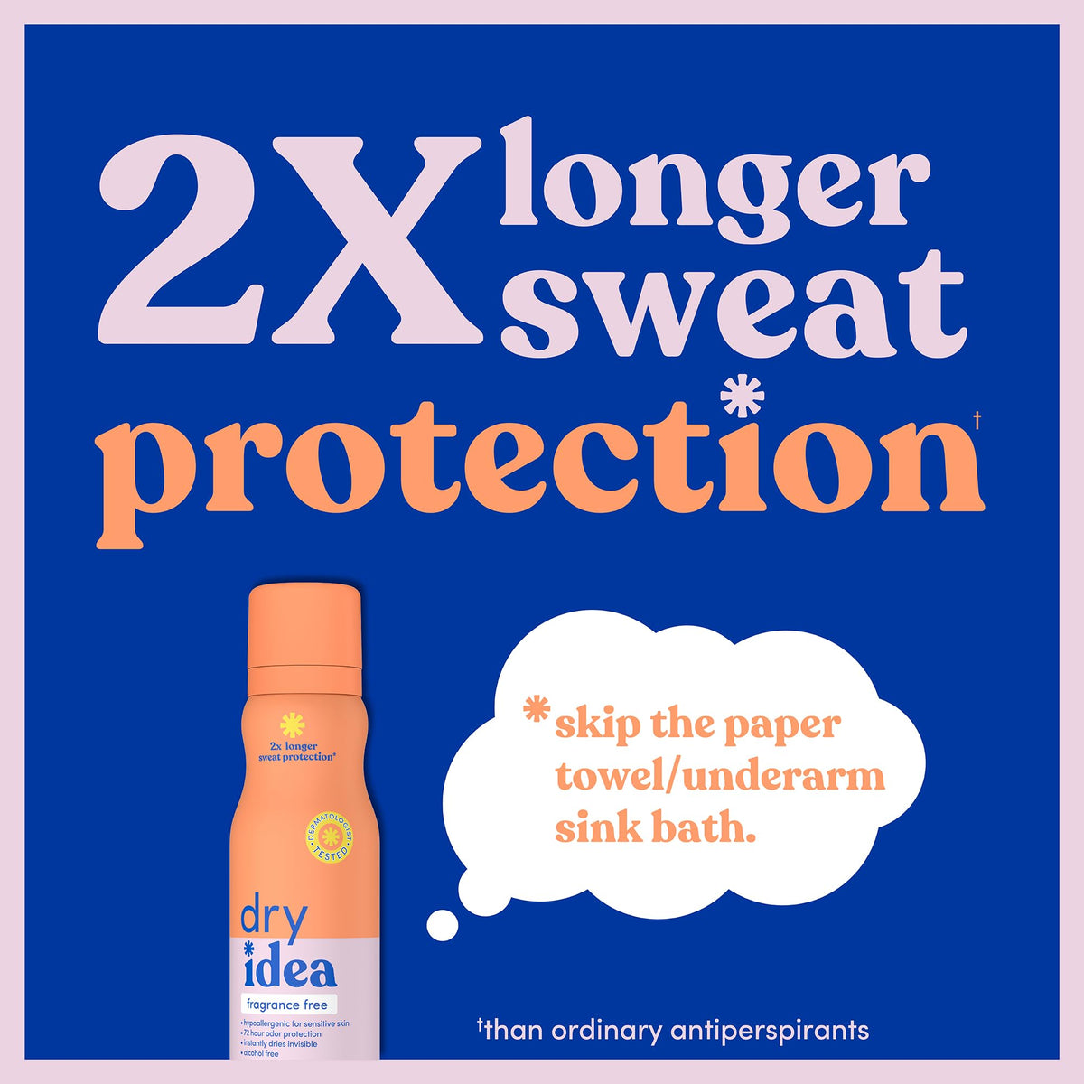 Close-up of Dry Idea Fragrance-Free Dry Spray Deodorant bottle