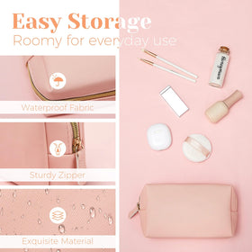 Close-up of Dunzy makeup bag zipper and PU leather texture
