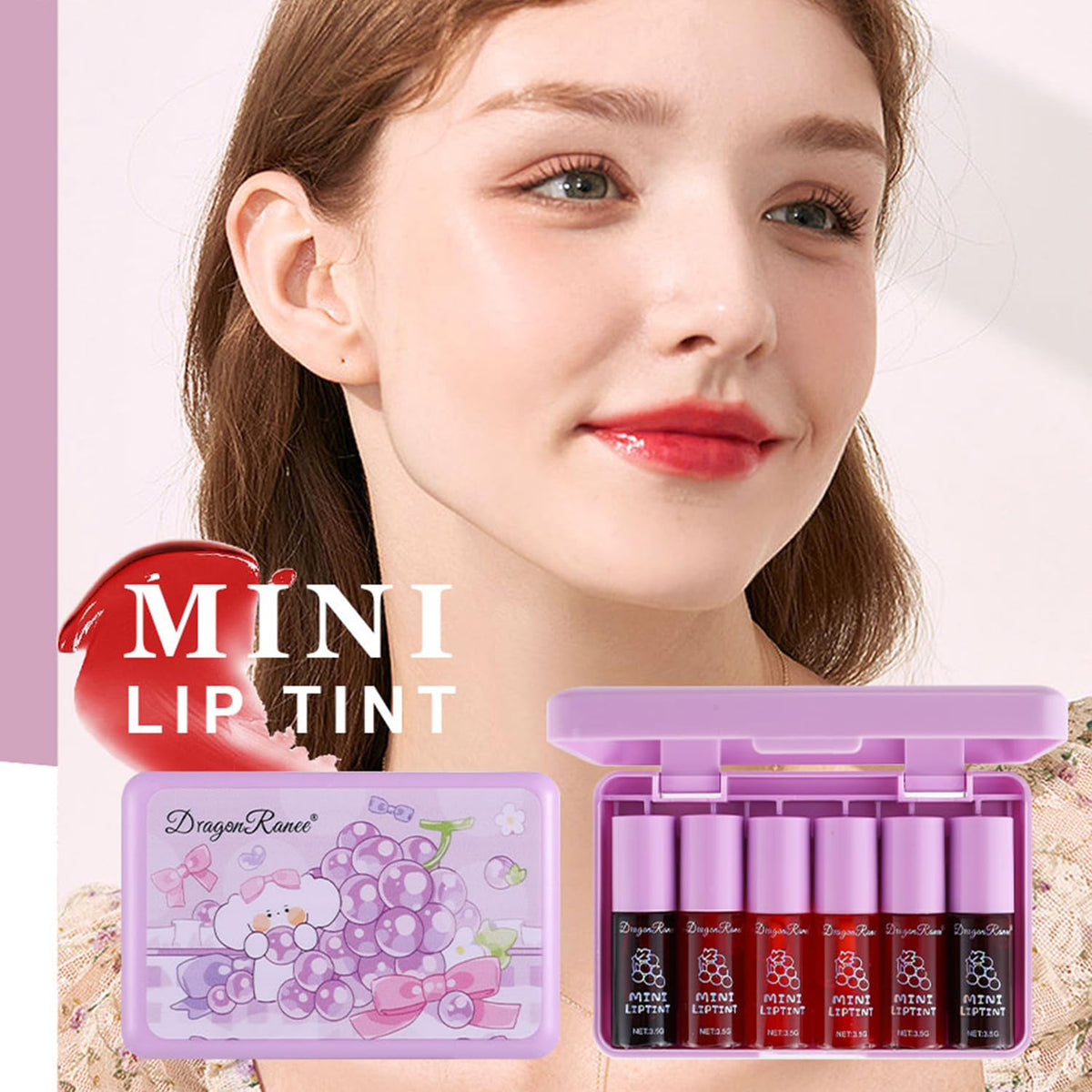 Close-up of Eakroo Grapes Lip Tint Stain applicator