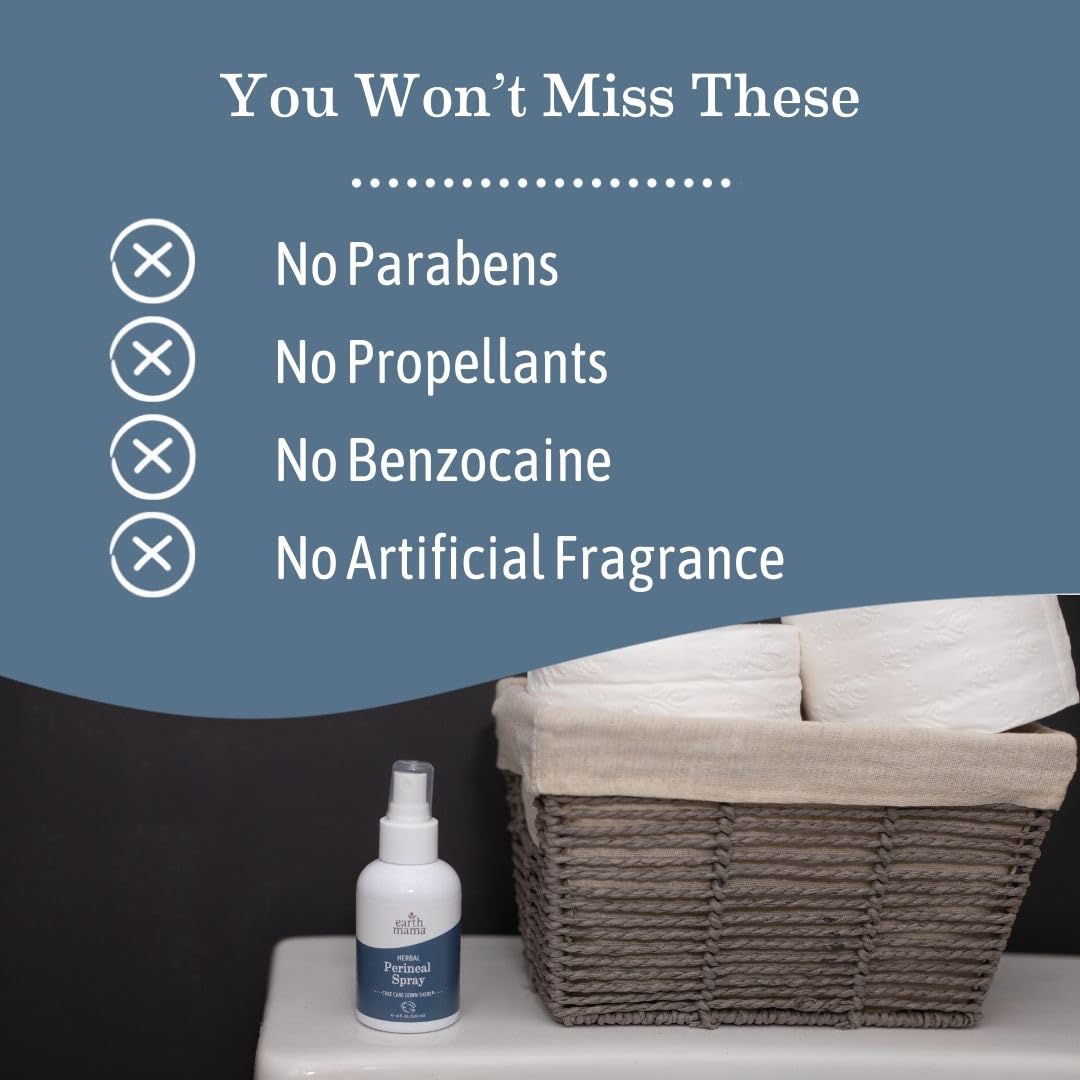 Close-up of Earth Mama Herbal Perineal Spray ingredients