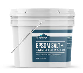 Close-up of Earthborn Elements Epsom Salt with cashmere vanilla and peach fragrance