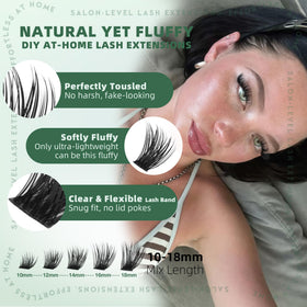 Close-up of Eefofnn lash clusters with various lengths