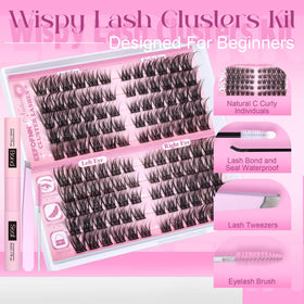 Close-up of Eefofnn wispy cluster eyelashes in various lengths