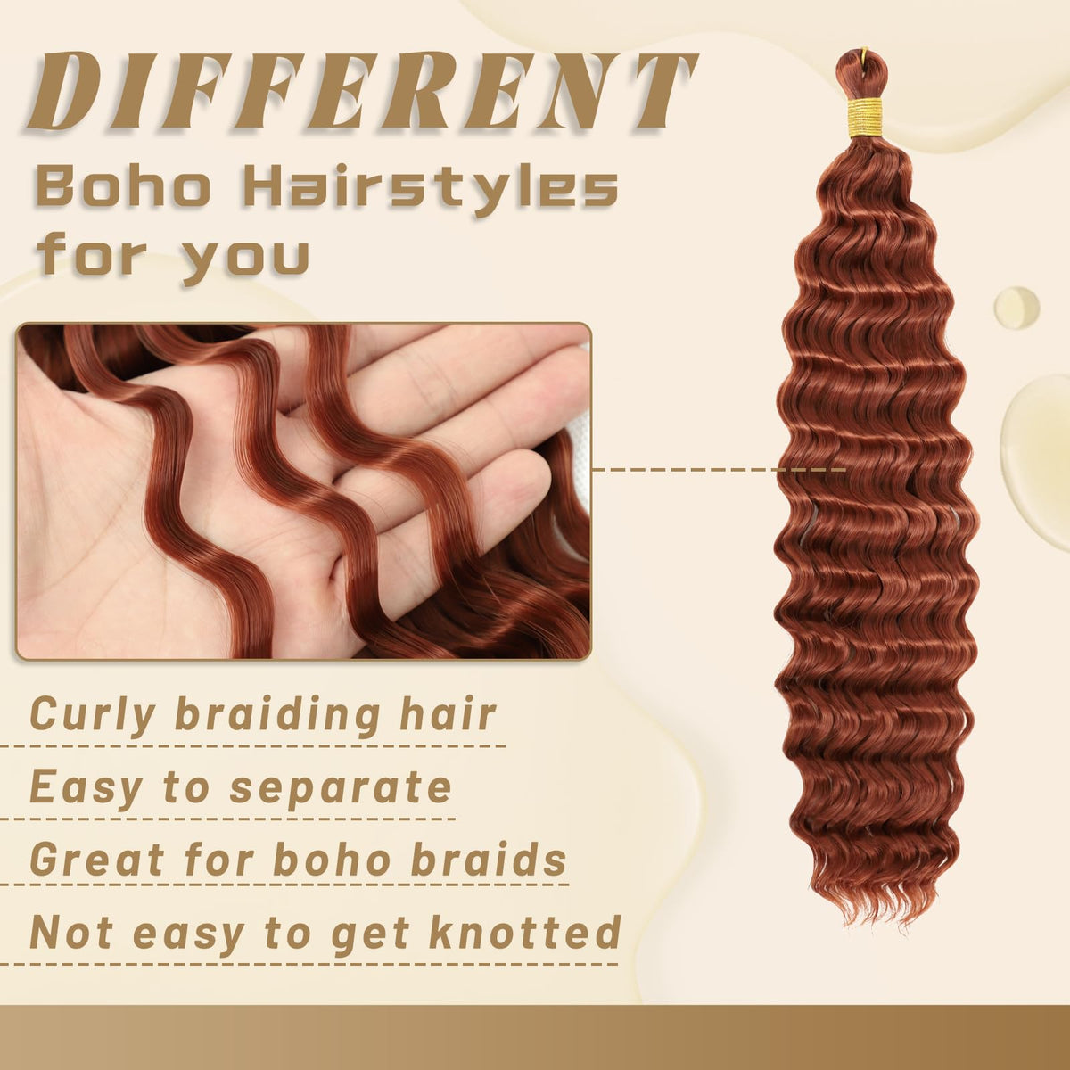 Close-up of EERYA 18 Inch Deep Ocean Wave crochet hair texture