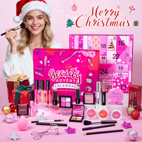 Close-up of EIRNAY makeup products including lipstick and eyeshadow