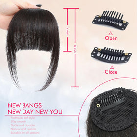 Close-up of ELEFOCUS Clip in Bangs showing the clip attachment
