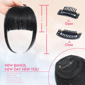 Close-up of ELEFOCUS Clip in French Bangs showing clip detail