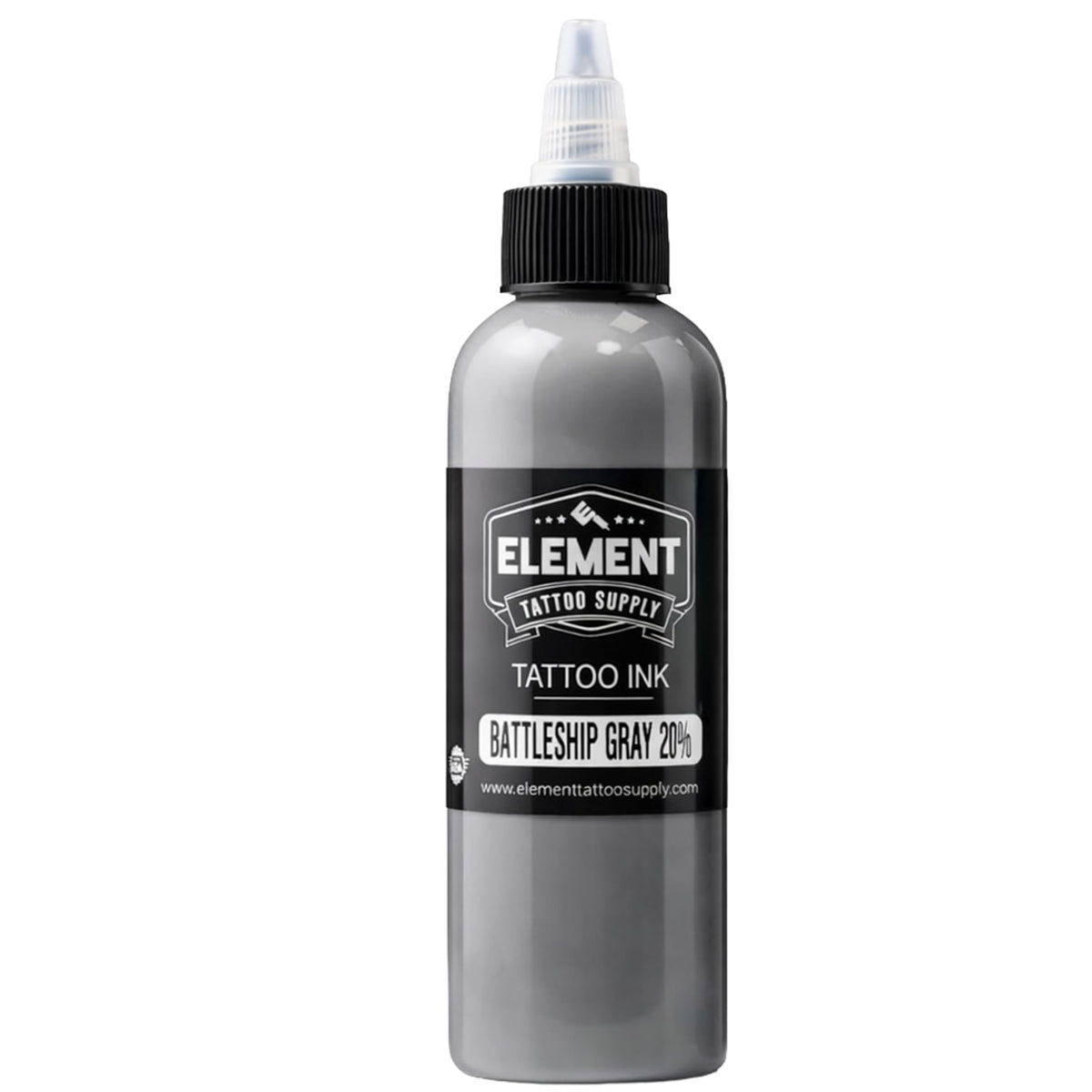 Close-up of Element Tattoo Supply Battleship Gray Ink Light shade bottle