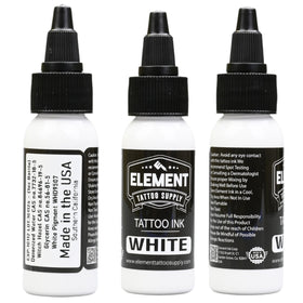 Close-up of Element Tattoo Supply bright white ink bottle