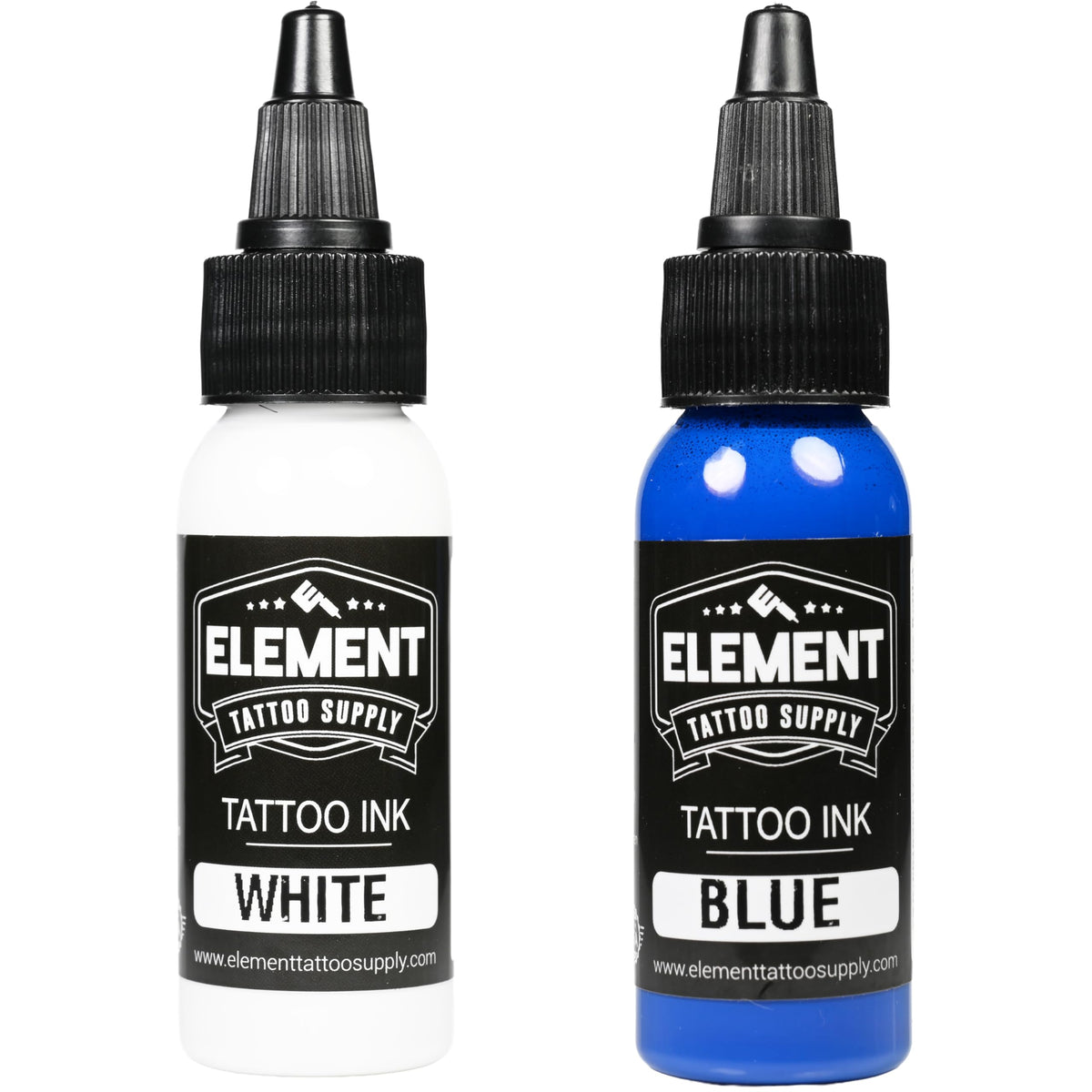 Close-up of Element Tattoo Supply Ink Set showing vibrant colours